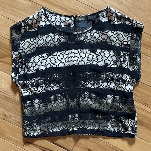 Topshop Black and White Boxy Crop Blouse